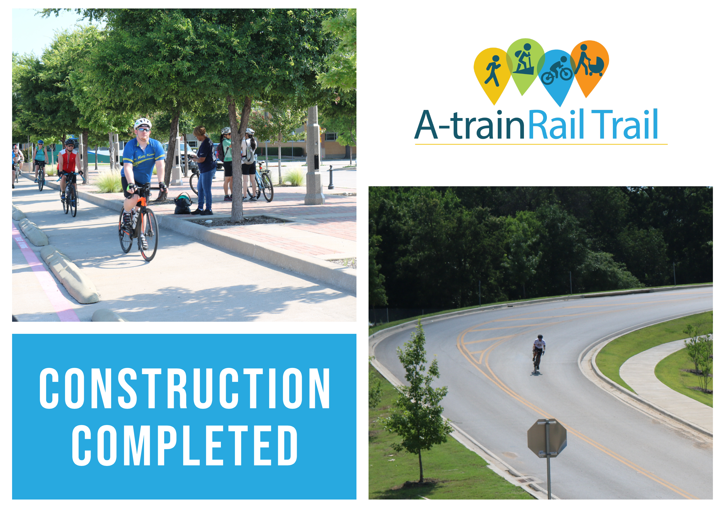 Photos of the A-train Rail Trail in a collage
